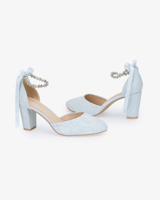 Lace Block Heel with Amaryllis Crystal Strap