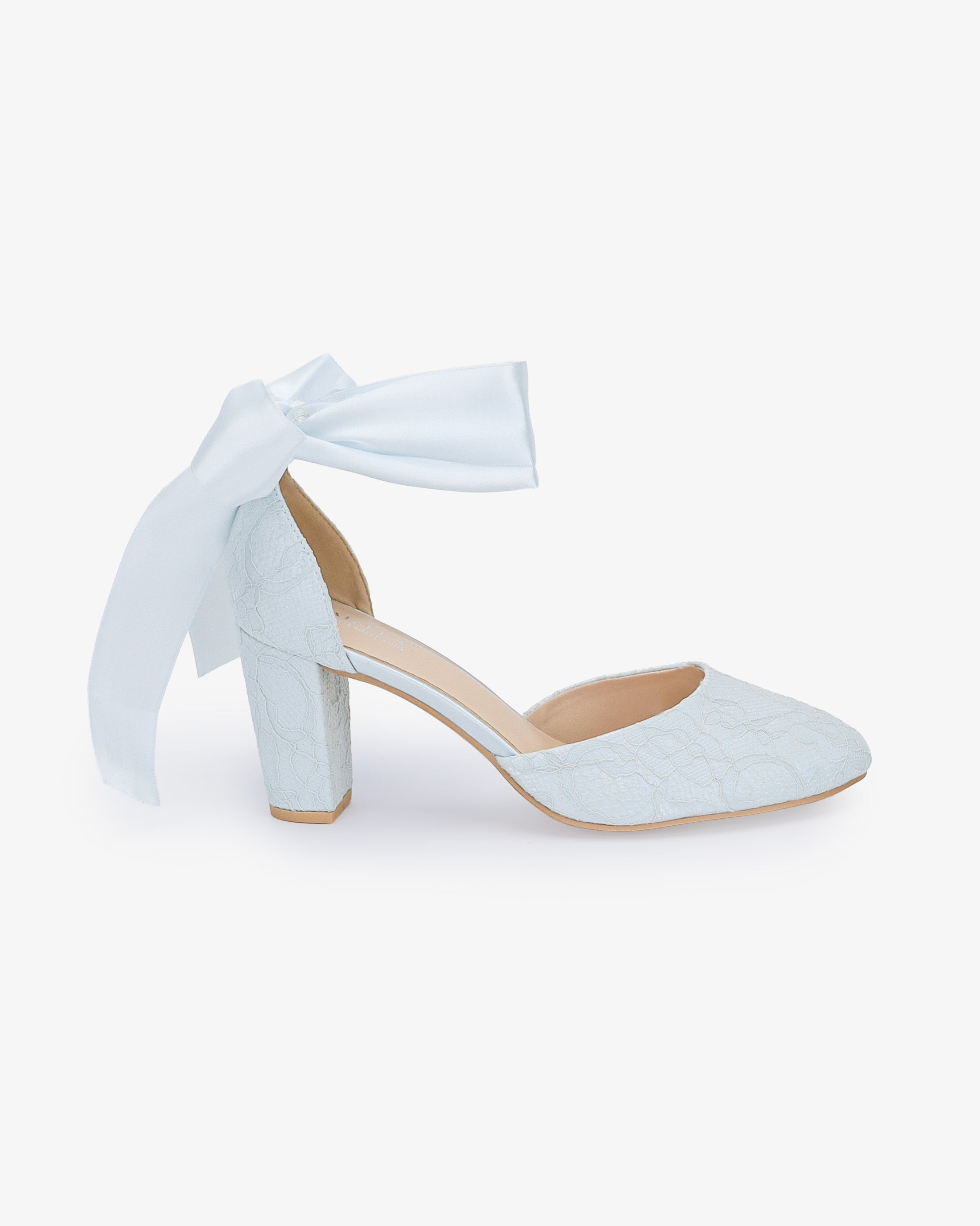 Lace Block Heel with Wrapped Satin Tie