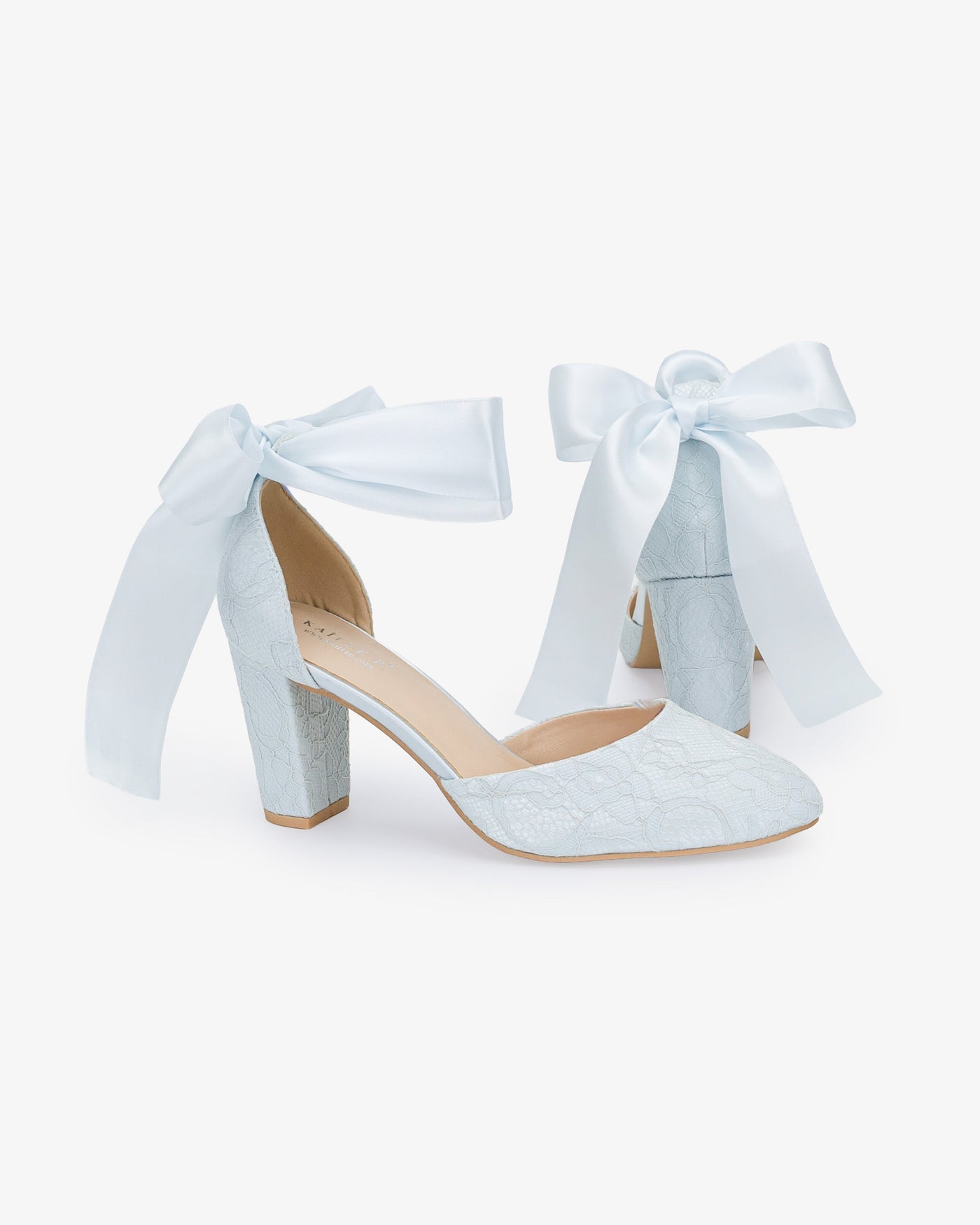 Lace Block Heel with Wrapped Satin Tie - Glamourous Grace