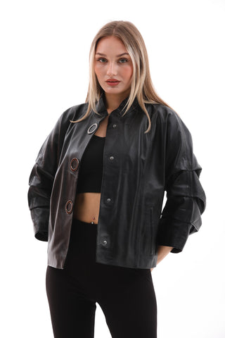 The Odessa Black Leather Women Jacket