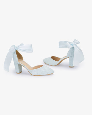 Lace Block Heel with Wrapped Satin Tie