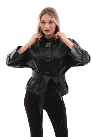 The Odessa Black Leather Women Jacket