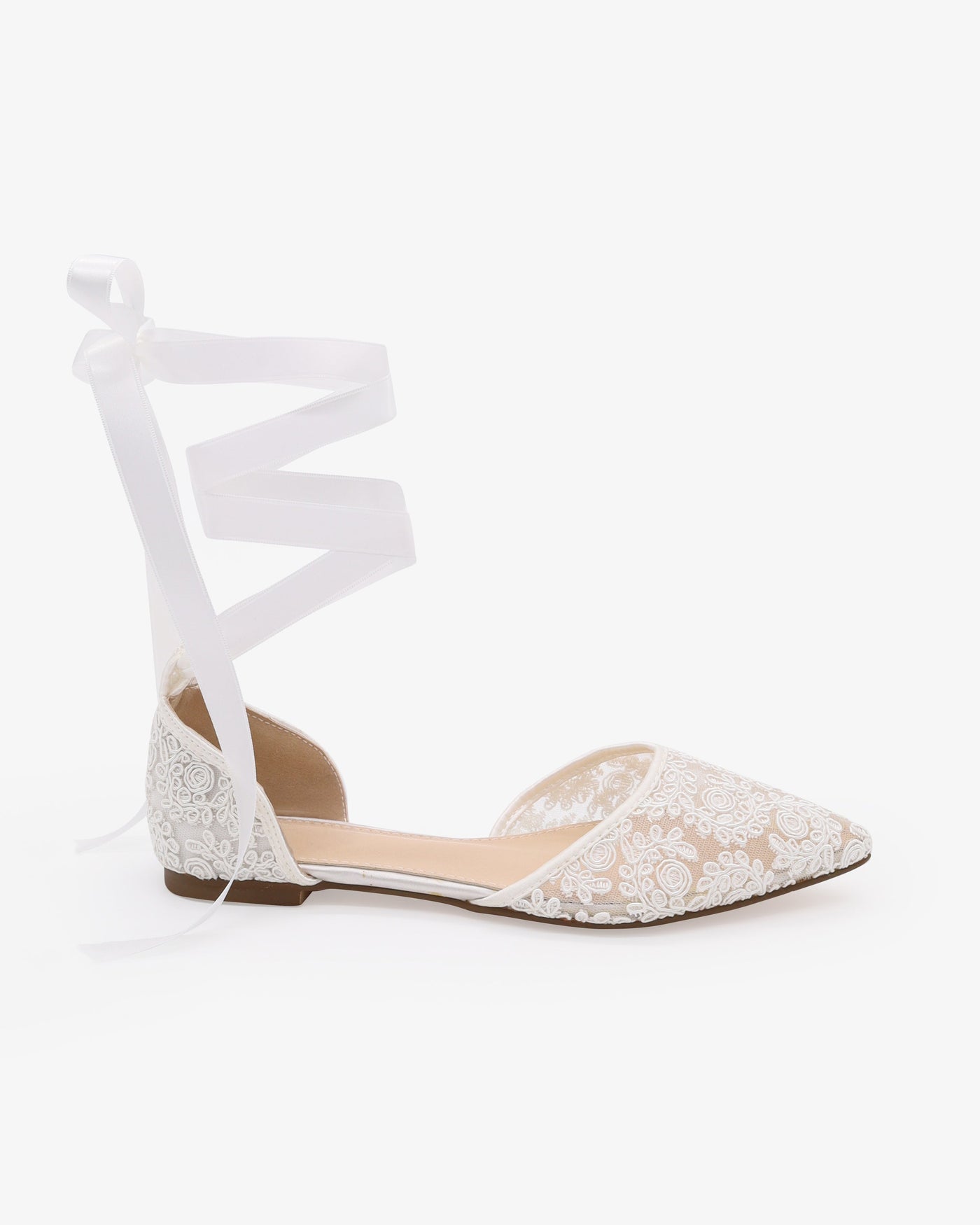 Crochet Lace Pointy Toe with Ankle Tie or Ballerina Lace Up - Glamourous Grace