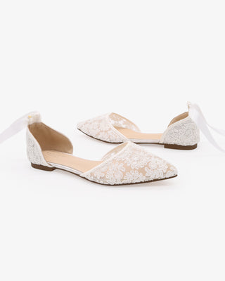 Crochet Lace Pointy Toe with Ankle Tie or Ballerina Lace Up