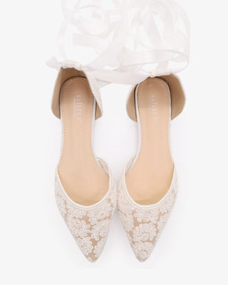 Crochet Lace Pointy Toe with Ankle Tie or Ballerina Lace Up