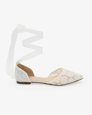 Crochet Lace Pointy Toe with Ankle Tie or Ballerina Lace Up