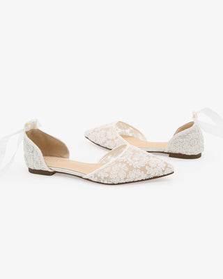 Crochet Lace Pointy Toe with Ankle Tie or Ballerina Lace Up