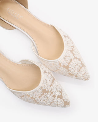 Crochet Lace Pointy Toe with Ankle Tie or Ballerina Lace Up