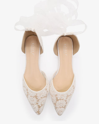 Crochet Lace Pointy Toe with Ankle Tie or Ballerina Lace Up