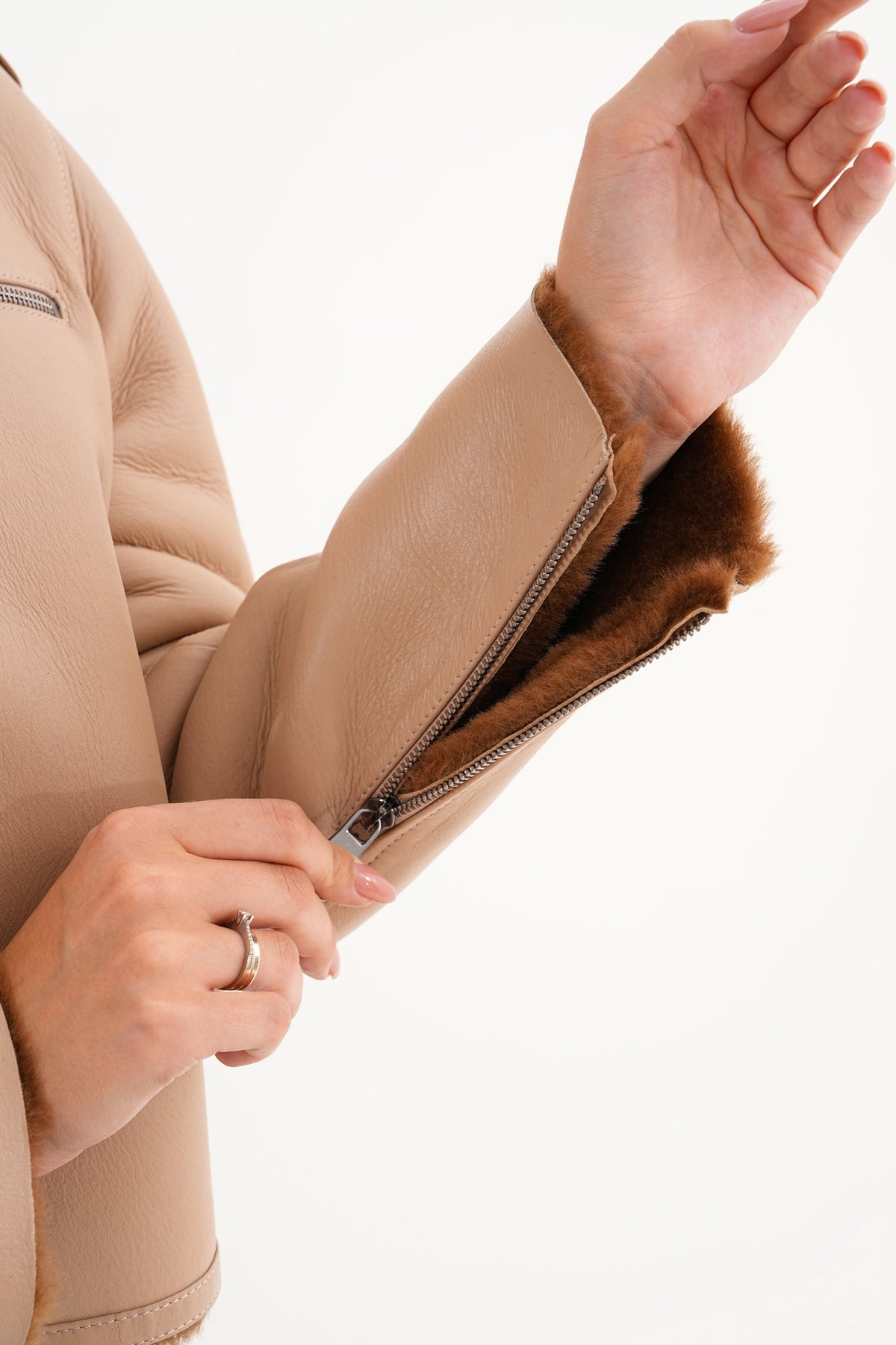 The Lucerne Tan Shearling-Lined Leather Women Jacket