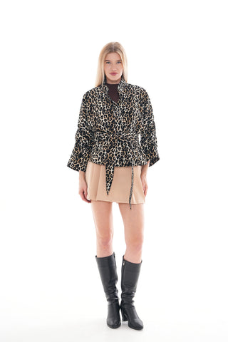 The Odessa Leopard Leather Women Jacket