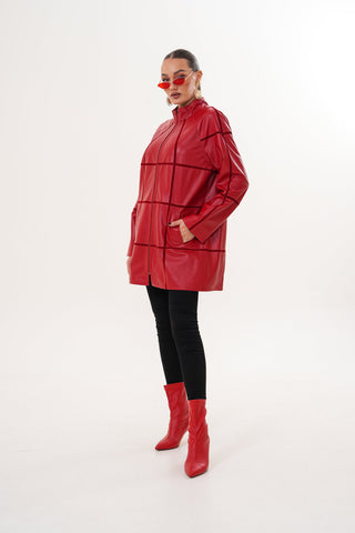 The Prado Reversible Red Leather Women Jacket
