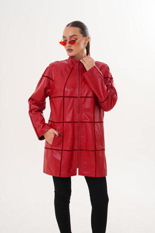 The Prado Reversible Red Leather Women Jacket