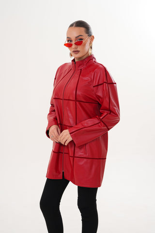 The Prado Reversible Red Leather Women Jacket