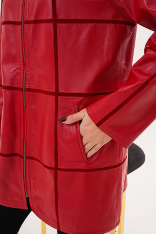 The Prado Reversible Red Leather Women Jacket