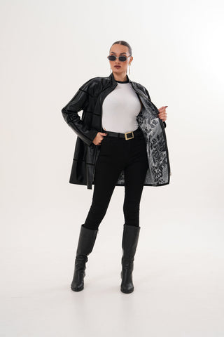 The Prado Reversible Black Leather Women Leather Jacket