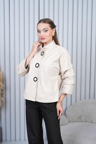 The Odessa Cream Leather Women Jacket