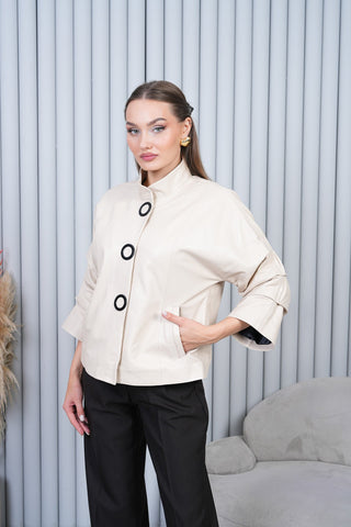 The Odessa Cream Leather Women Jacket