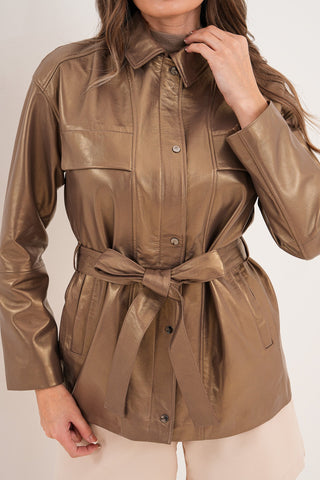 The Vesara Brown Genuine Leather Women Jacket