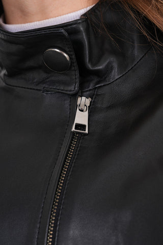 The Lioara Black Leather Women Jacket