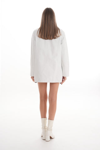 The Liora White Leather Women Jacket