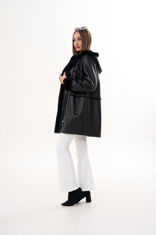 The Belluna Black Shearling Women Jacket