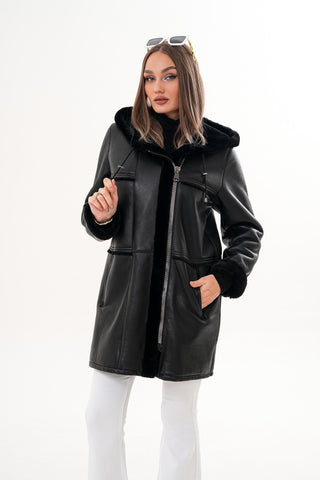 The Belluna Black Shearling Women Jacket