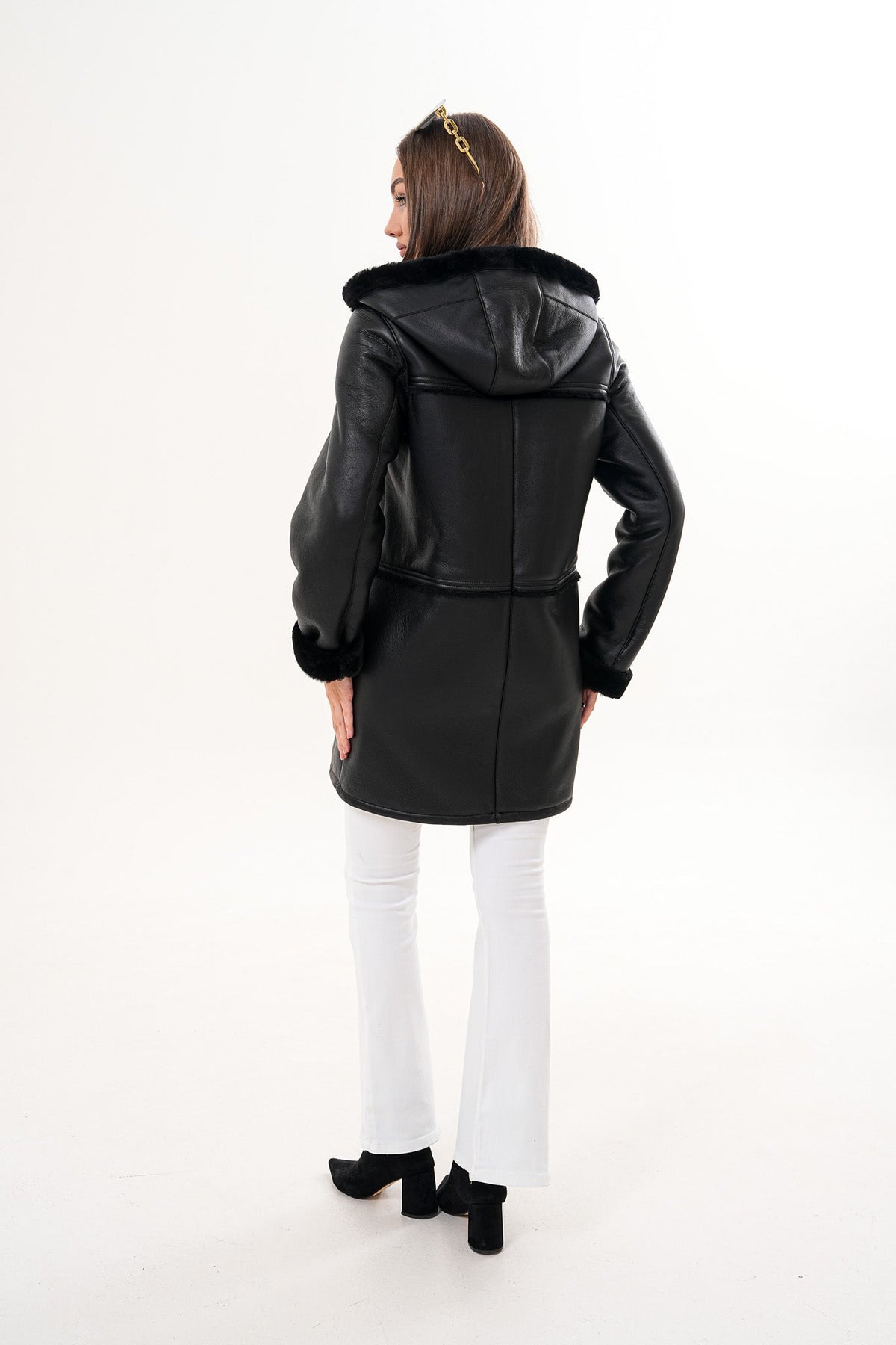 The Belluna Black Shearling Women Jacket