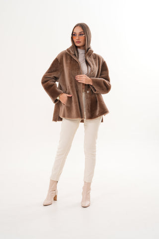 The Belluna Camel Reversible Shearling Women Jacket