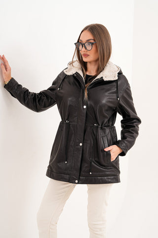 The Capri Black Hooded Leather Women Jacket
