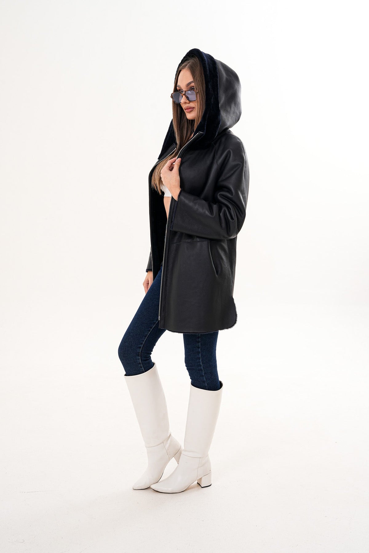 The Portofino Black Reversible Shearling Women Jacket