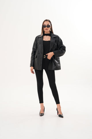 The Viva Black Leather Women Jacket