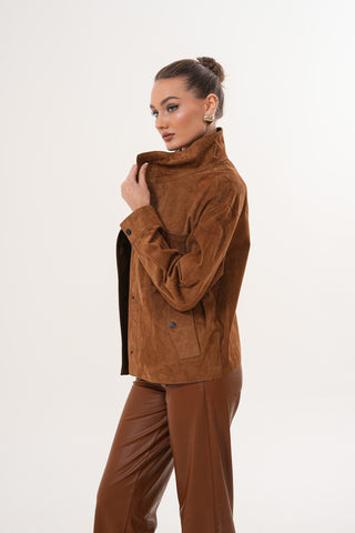 The Ravessa Reversible Brown Suede & Leather Women Jacket