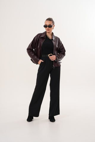 The Elvoria Reversible Burgundy Leather Women Jacket