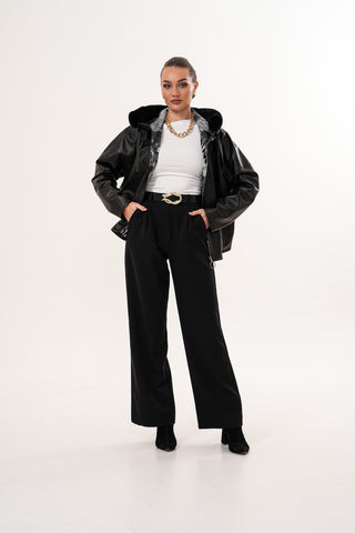 The Velora Black Reversible Lambskin Women Leather Jacket
