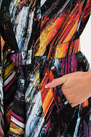 The Mirage Brushstroke Multicolor Leather Women Jacket