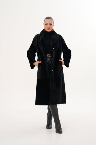 The Emilia Black Reversible Shearling Leather Women Jacket