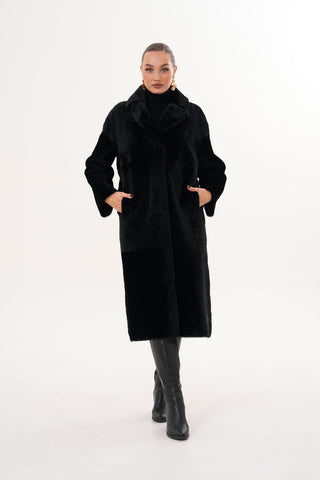 The Emilia Black Reversible Shearling Leather Women Jacket