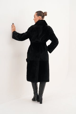 The Emilia Black Reversible Shearling Leather Women Jacket