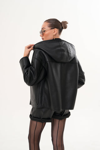 The Felina Black Leather Women Jacket