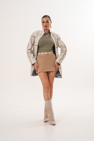 The Prado Reversible Cream  Leather Women Jacket