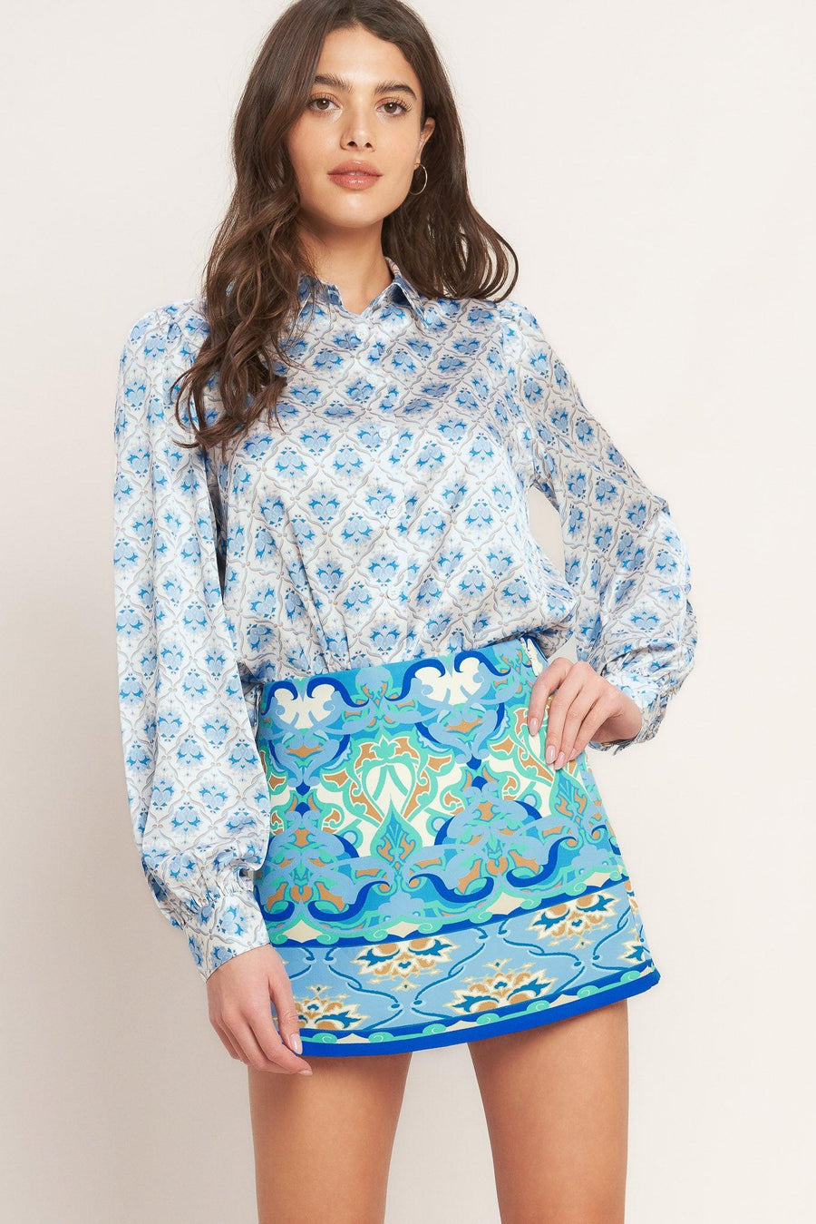 MOROCCAN MUSE BLUE WOVEN SKORT - Glamourous Grace