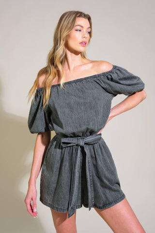 TINY TEMPTATIONS DENIM ROMPER - Glamourous Grace
