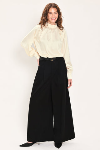 CITY CINCH BLACK/BROWN BELTED WIDE-LEG PANTS