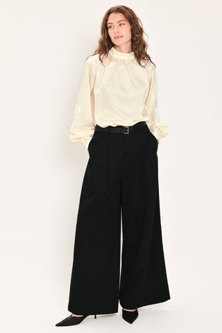 CITY CINCH BLACK/BROWN BELTED WIDE-LEG PANTS