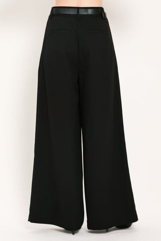 CITY CINCH BLACK/BROWN BELTED WIDE-LEG PANTS