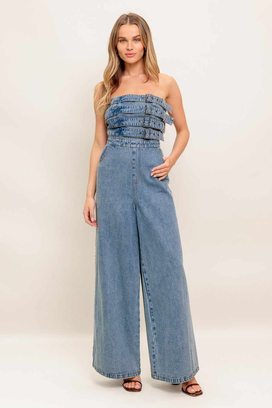 URBAN HARNESS DENIM JUMPSUIT - Glamourous Grace