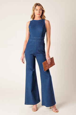 BOOK NOOK MEDIUM INDIGO DENIM JUMPSUIT - Glamourous Grace