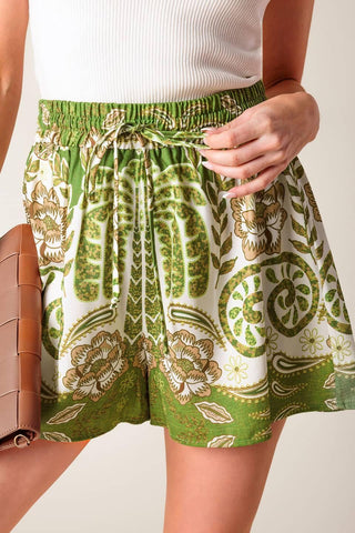 DISTANT ECHOES GREEN SHORTS - Glamourous Grace
