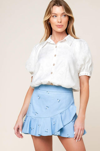 MOMENT OF CLARITY LIGHT INDIGO WOVEN SKORT - Glamourous Grace